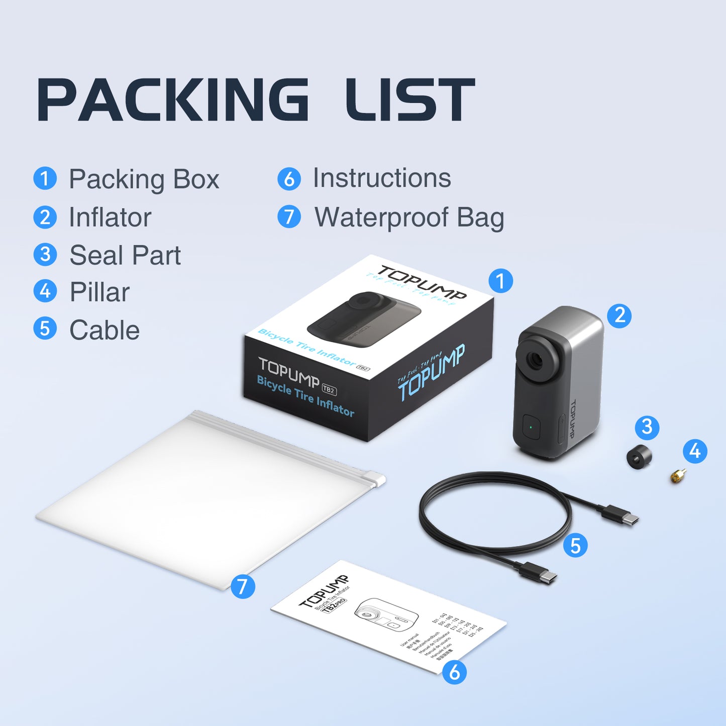 TOPUMP TB2 Bicycle Inflator Tire